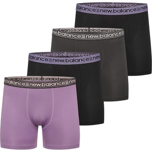 New Balance Men’s Mesh 5″ No-FLY Boxer Brief (4-Pack)(Plum/Black/Magnet/Black)