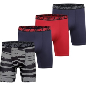 New Balance Men’s Mesh 5″ No-FLY Boxer Brief (4-Pack)(Team Navy/Black Camo/Team Red/Team Navy)