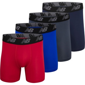 New Balance Men’s Mesh 5″ No-FLY Boxer Brief (4-Pack)(Team Royal/Team Red/Pig/Thunder)