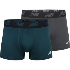 New Balance Men’s No Fly Trunks Underwear, Jacquard Waistband, Breathable Lightweight, Moisture Wicking (3 Pack)(Deep Jade/Thunder)