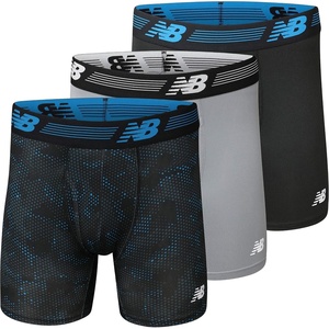 New Balance Men’s Performance Boxer Briefs with Fly, Breathable Stretch Underwear, Moisture Wicking, Soft Waistband (3 Pack)(Black/Steel/Ghost Camo)