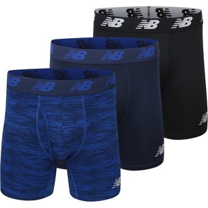New Balance Men’s Performance Boxer Briefs with Fly, Breathable Stretch Underwear, Moisture Wicking, Soft Waistband (3 Pack)(Pigment/Pigment Woodgrain/Black)