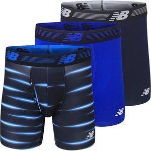 New Balance Men’s Performance Boxer Briefs with Fly, Breathable Stretch Underwear, Moisture Wicking, Soft Waistband (3 Pack)(Pigment/Team Royal/Bolt Flare)