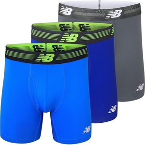 New Balance Men’s Performance Boxer Briefs with Fly, Breathable Stretch Underwear, Moisture Wicking, Soft Waistband (3 Pack)(Team Royal/Lead/Bolt)