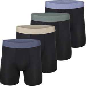 New Balance Men’s Ultra Smooth Microfiber Lightweight Breathable Performance Boxer Brief Underwear (4 Pack)(Black/Black/Black/Black)