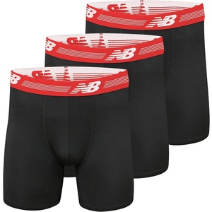 New Balance Men’s Ultra Soft Performance 6″ Boxer Briefs with No Fly (3 Pack)(Black/Black/Black)