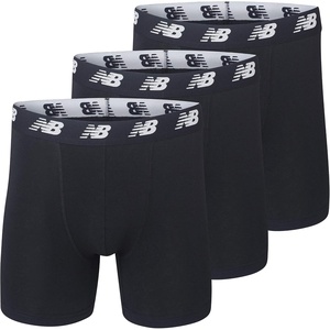 New Balance Men’s Velocity Cotton Breathable Lightweight No Fly Boxer Briefs Underwear (3 Pack)(Black/Black/Black)