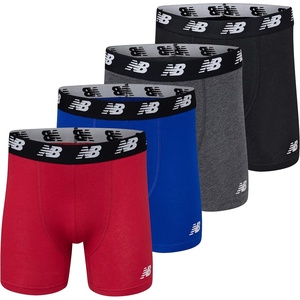New Balance Men’s Velocity Cotton Breathable Lightweight No Fly Boxer Briefs Underwear (3 Pack)(Team Royal/Black/Team Red/Dark Heather Grey)