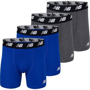 New Balance Men’s Velocity Cotton Breathable Lightweight No Fly Boxer Briefs Underwear (3 Pack)(Team Royal/Dark Heather/Team Royal/Dark Heather)