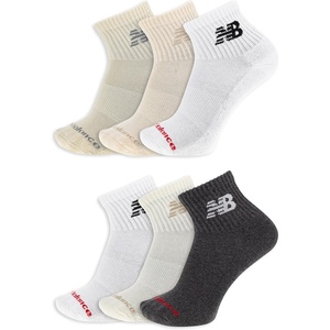 New Balance Unisex Adult Everyday Crew & Ankle Socks – 6 Pairs – Cushioned Durable Reinforcement(Ankle – White Assorted)