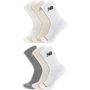 New Balance Unisex Adult Everyday Crew & Ankle Socks – 6 Pairs – Cushioned Durable Reinforcement(Crew – White Assorted)