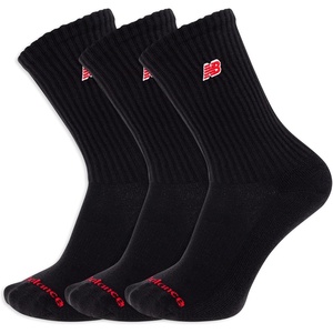 New Balance Unisex Adult Organic Cotton Crew & Mid-crew Socks – 3 Pairs – Arch Support(Black Patch Logo)