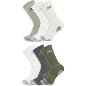 New Balance Unisex Adult Performance Cushioned Crew Socks – 6 & 12 Pairs – Moisture Wicking(Green Assorted)