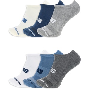 New Balance Unisex Adult Performance Cushioned No Show Socks – 6 & 12 Pairs – Moisture Wicking(Blue Assorted (6 Pairs))