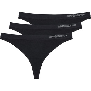 New Balance womens Ultra Comfort Performance Seamless Thong Underwear (3 Pack) Thong Panties(Black/Black/Black)
