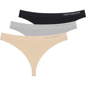 New Balance womens Ultra Comfort Performance Seamless Thong Underwear (3 Pack) Thong Panties(Nude/Black/Hirise)