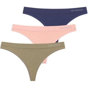 New Balance womens Ultra Comfort Performance Seamless Thong Underwear (3 Pack) Thong Panties(Pink Haze/Natural Indigo/True Camo)