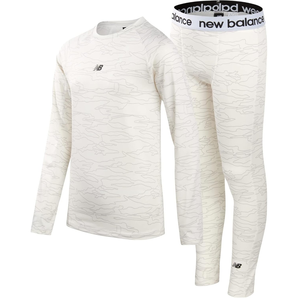 image:imageNew Balance Boys Performance Base Layer Set  2 Piece Athletic MoistureWicking Long Sleeve T Shirt and Tights Sizes 2T20White Camo