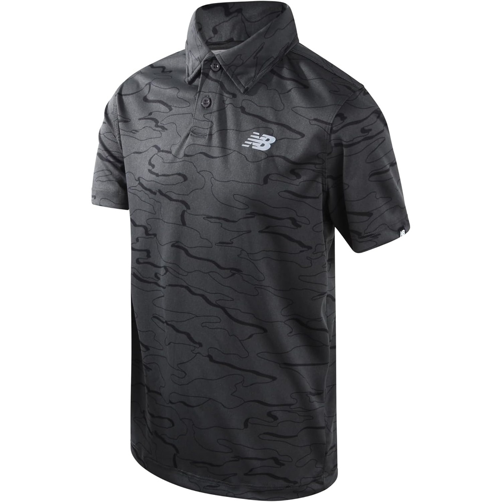 image:imageNew Balance Boys Polo Shirt Active Short Sleeve Golf Polo Sizes 820  Soft Breathable Fabric Classic Collar Meets Dress Code Resists Fading Pairs with Khakis or Joggers School ReadyBlack Camo