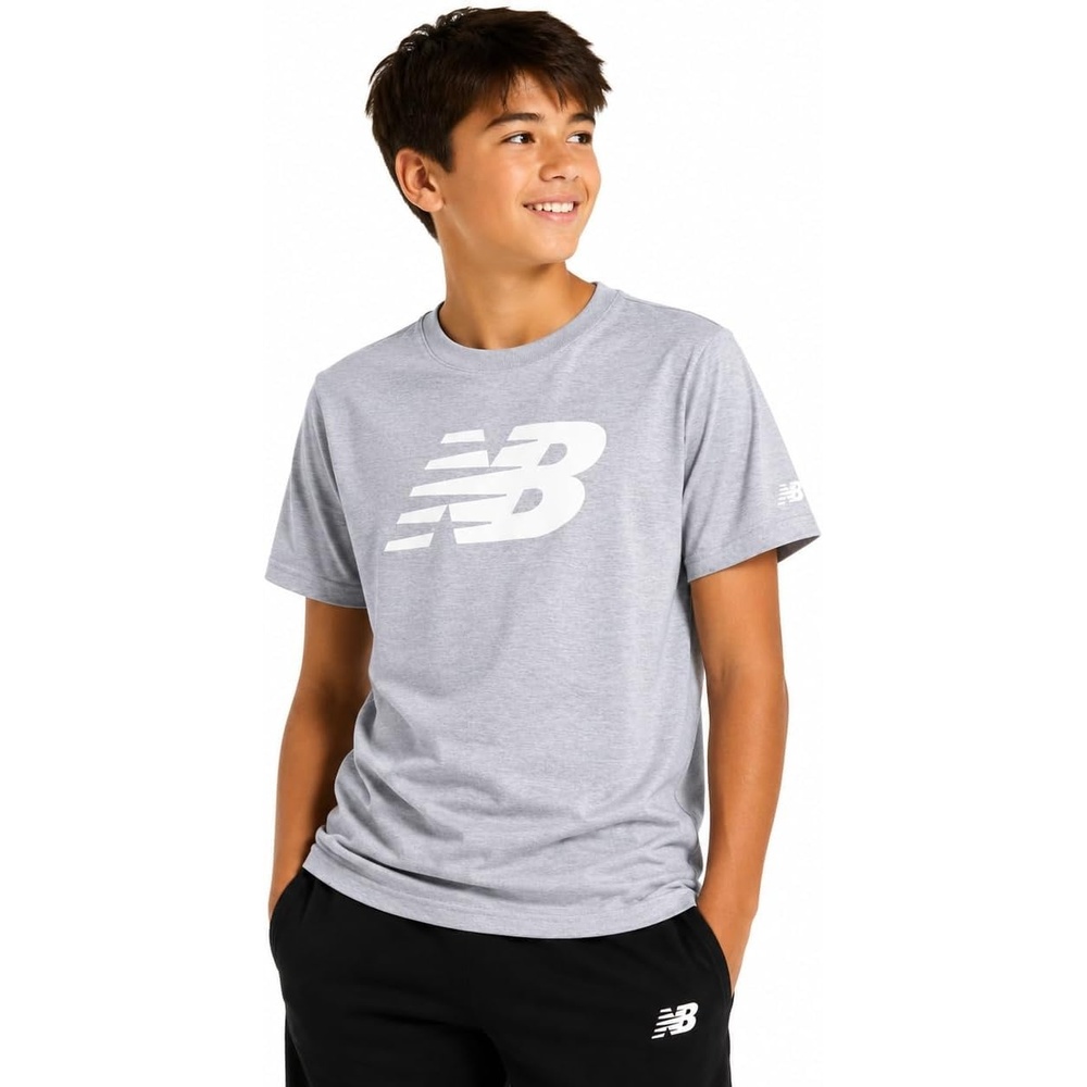 image:imageNew Balance Boys Shirts Short Sleeve Cotton Graphic Tee Athletic Teens  Soft Breathable Blend Classic Logo Look Layer under Hoodies or Wear Solo for School Sports amp Weekends Sizes 820Athletic Grey