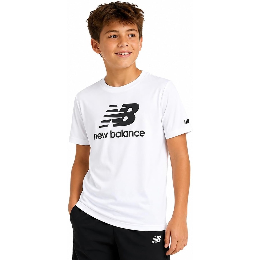 image:imageNew Balance Boys Shirts Short Sleeve Cotton Graphic Tee Athletic Teens  Soft Breathable Blend Classic Logo Look Layer under Hoodies or Wear Solo for School Sports amp Weekends Sizes 820Bright White