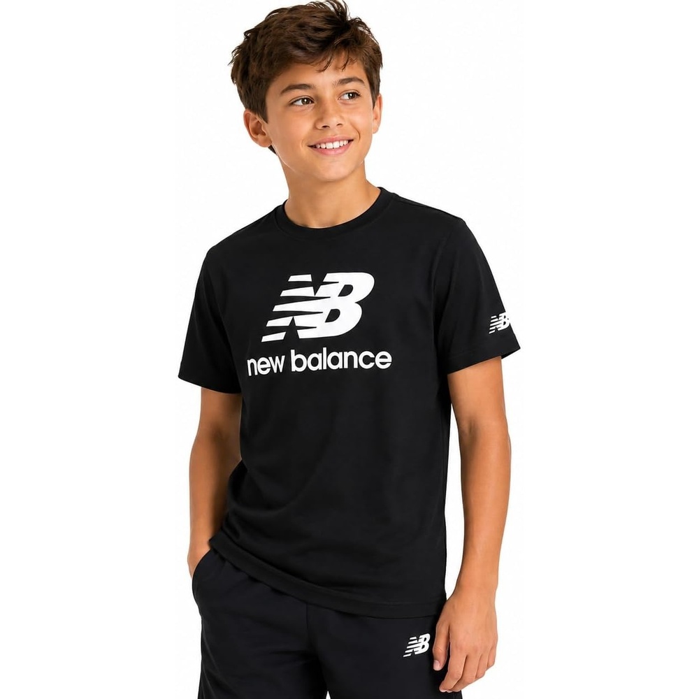 image:imageNew Balance Boys Shirts Short Sleeve Cotton Graphic Tee Athletic Teens  Soft Breathable Blend Classic Logo Look Layer under Hoodies or Wear Solo for School Sports amp Weekends Sizes 820Dark Black
