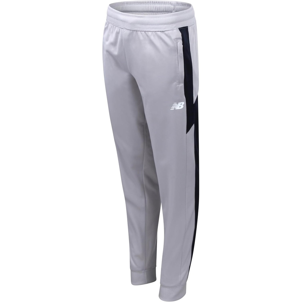 image:imageNew Balance Boys Sweatpants Performance Tricot Joggers Drawstring Waist  Secure Zip Pockets Breathable Stretch Fabric Reinforced Stitching Tapered Cuffed Hem for Gym School amp Field PlayRaincloud