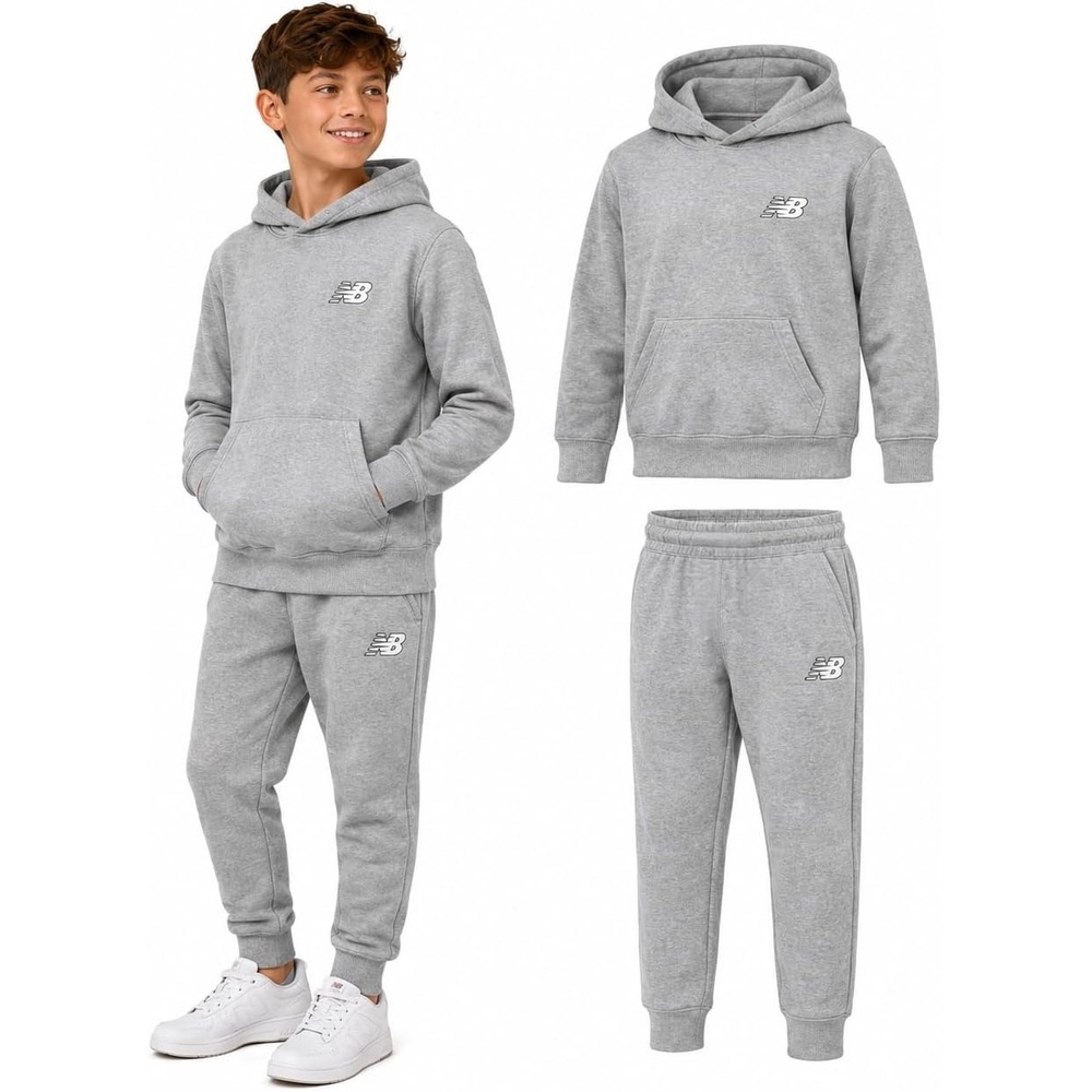 image:imageNew Balance Boys Sweatpants Set  2 Piece Fleece Pullover Boys Hoodie and Athletic Jogger Pants Youth Kids Activewear SetGrey