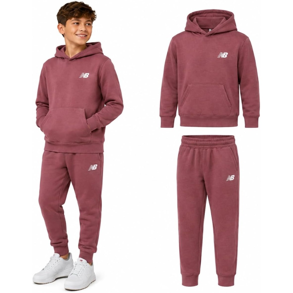 image:imageNew Balance Boys Sweatpants Set  2 Piece Fleece Pullover Boys Hoodie and Athletic Jogger Pants Youth Kids Activewear SetRose