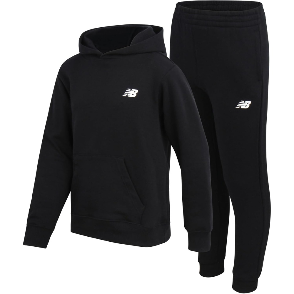 image:imageNew Balance Boys Sweatpants Set  2 Piece Pullover Boys Hoodie Sweatshirt amp Athletic Jogger Pants Kids Activewear Set 816Deep Black