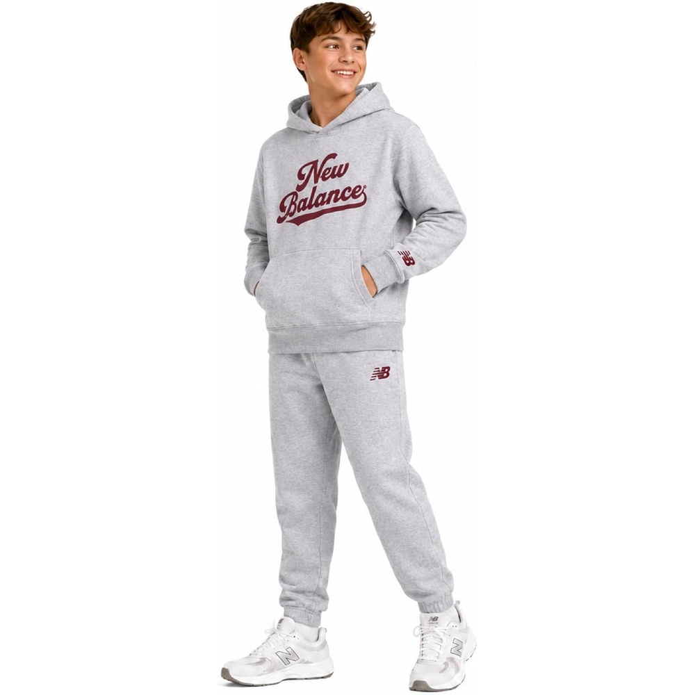 image:imageNew Balance Boys Sweatsuit Set  2 Piece Cozy Athletic Pullover Graphic Hoodie and Fleece Joggers for Boys Sizes 816Athlectic Grey
