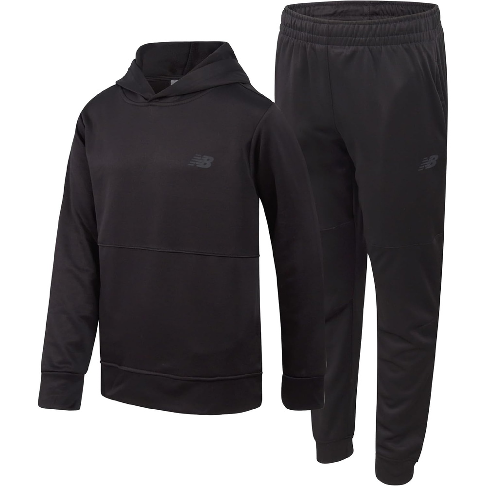 image:imageNew Balance Boys Sweatsuit Set  2 Piece Tech Fleece Hoodie Sweatshirt and Jogger Sweatpants Tracksuit Set for Boys 2T16Deep Black