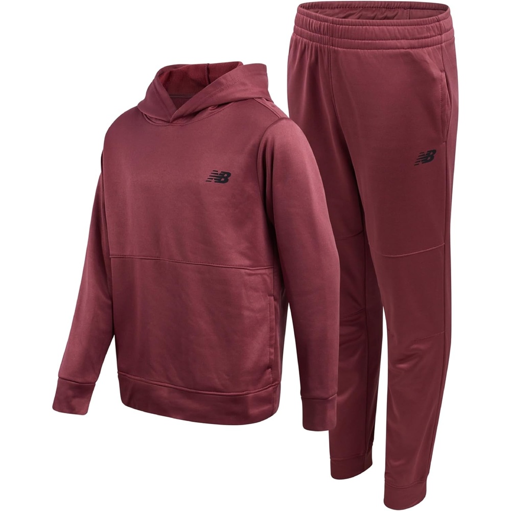 image:imageNew Balance Boys Sweatsuit Set  2 Piece Tech Fleece Hoodie Sweatshirt and Jogger Sweatpants Tracksuit Set for Boys 2T16Washed Burgundy