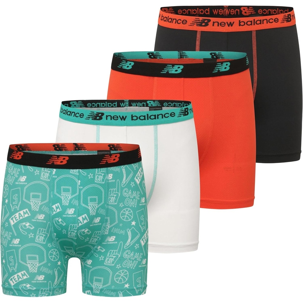 image:imageNew Balance Boys Tagless Moisture Wicking Breathable Boxer Briefs Underwear 2 Performance2 MeshAiryIceNeo FlameBlack