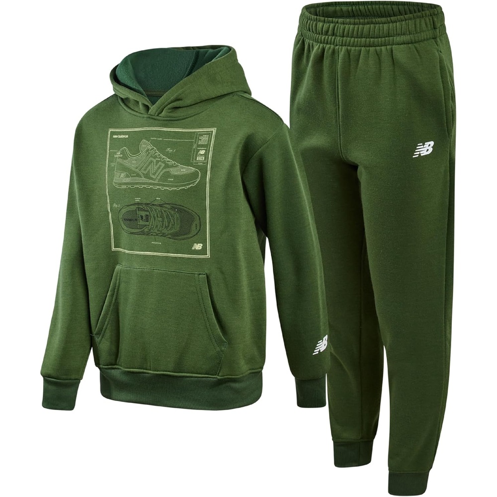 image:imageNew Balance Boys Tracksuit 2 Piece Hoodie amp Jogger Sweatpants 816  Deep Kangaroo Pockets Designed for Easy Movement from Gym Class To Weekend Errands Sharp Matching VibeAlpine Green