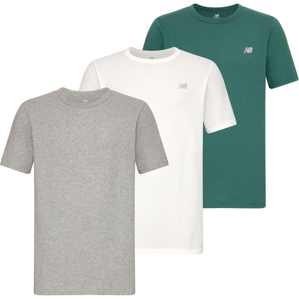 image:imageNew Balance Mens Cotton Performance Crew Neck Undershirts Tag Free and MoistureWicking 3 PackLight Heather GreyWhiteNew Spruce