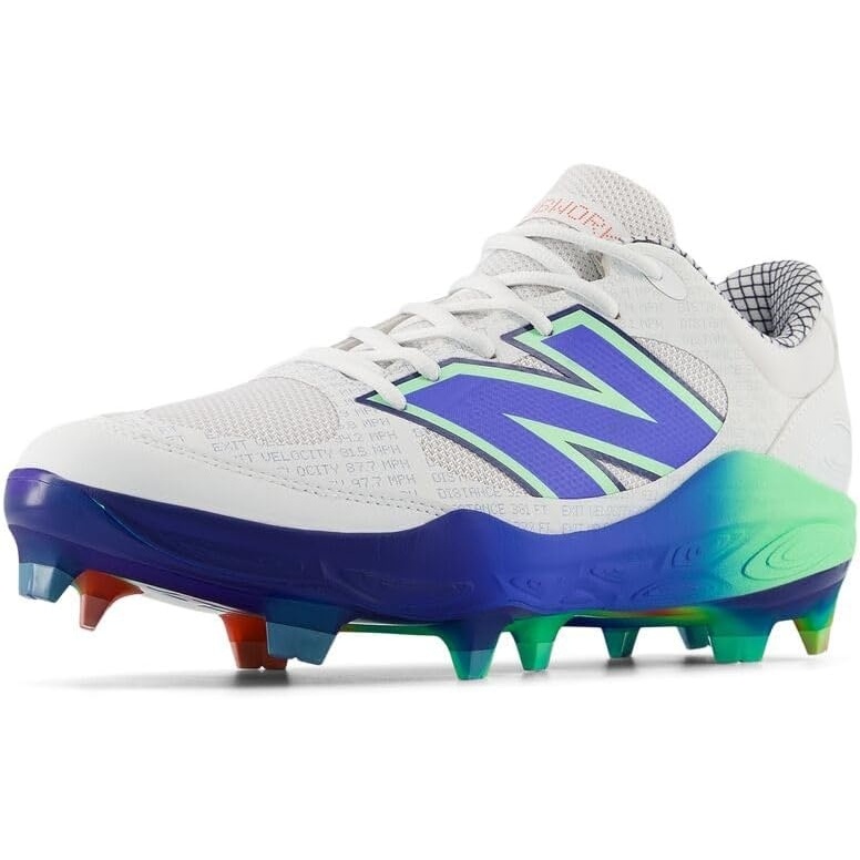 image:imageNew Balance Mens Fresh Foam 3000 V7 Molded Baseball ShoeWhiteElectric JadeBright Lapis