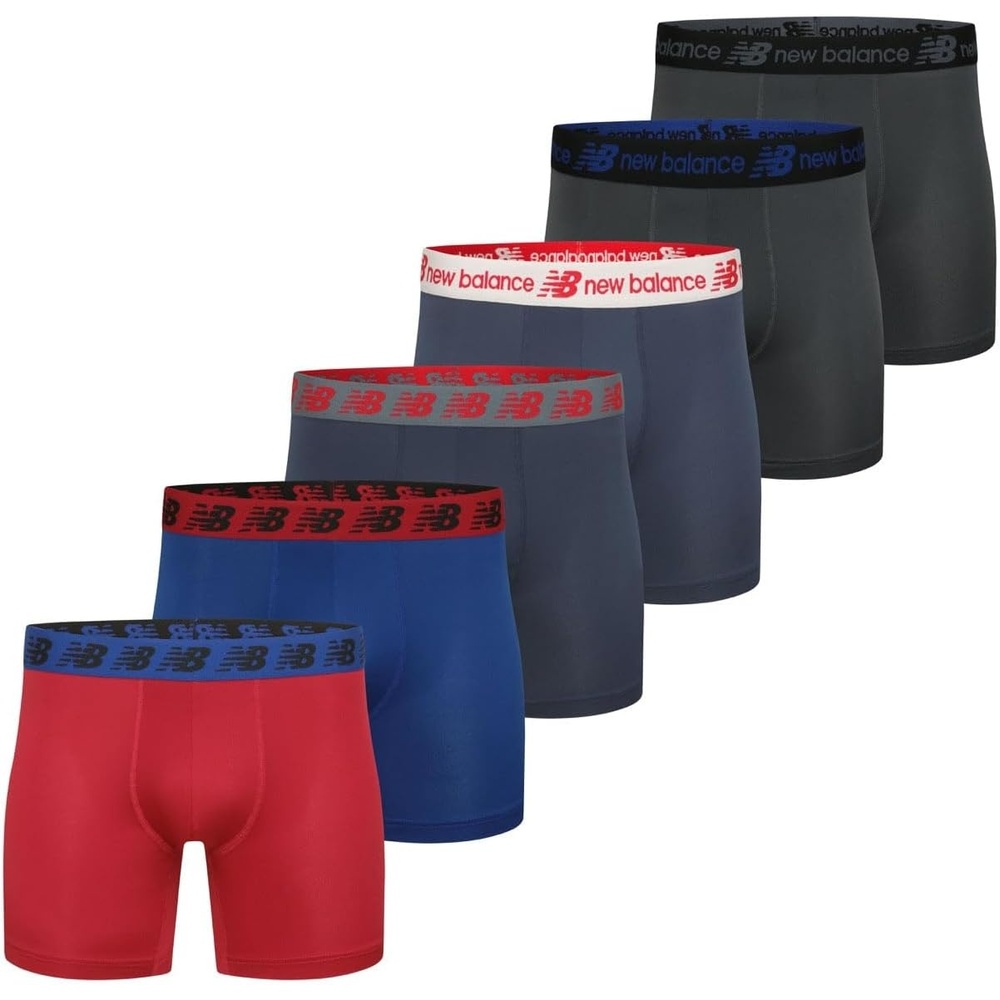 image:imageNew Balance Mens Performance Boxer Briefs Moisture Wicking Lightweight Breathable Underwear Tagless 6 PackTeam NavyTeam RedDark GreyTeam RoyalDark GreyTeam Navy