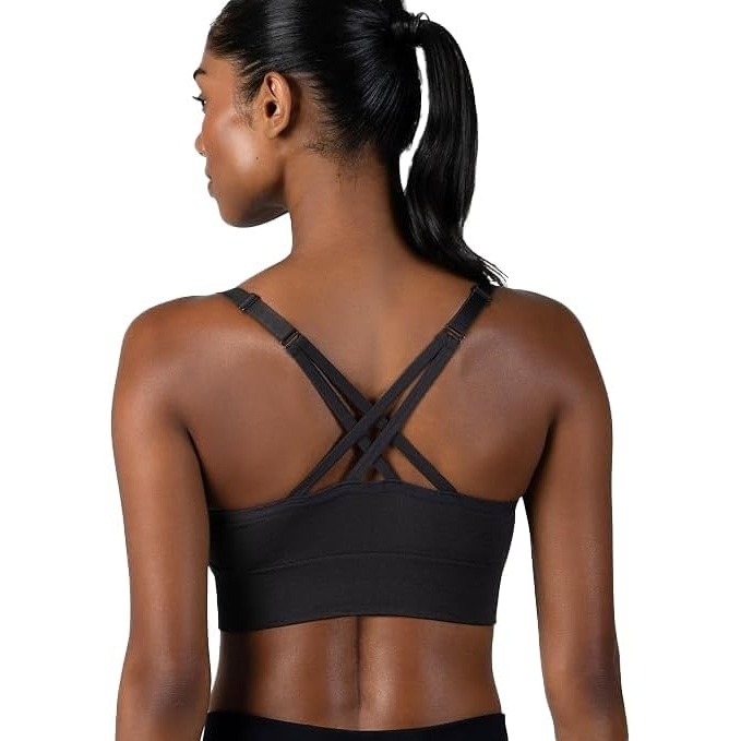 image:imageNew Balance Seamless Sports Bra for Women Strappy Medium Support Yoga Athletic MoistureWicking Bra Sostn DeportivoBlack Cement