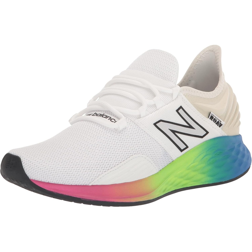image:imageNew Balance Womens Fresh Foam Roav Running ShoeWhiteCobaltEnergy Lime