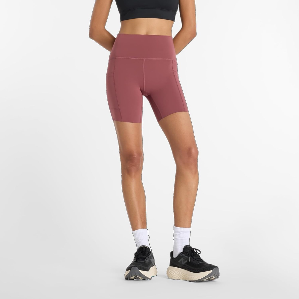 image:imageNew Balance Womens Nb Sleek Pocket High Rise Short 6Washed Burgundy