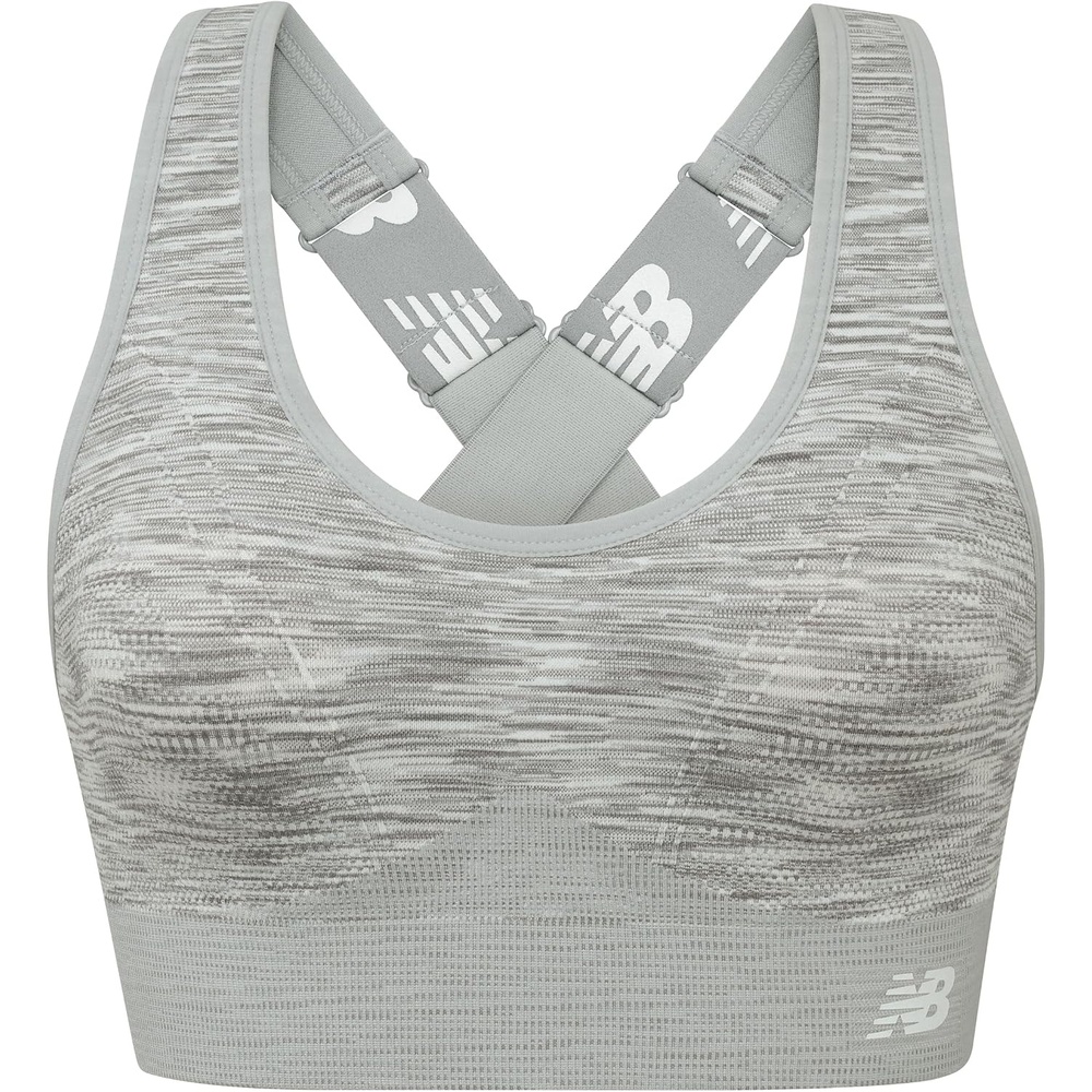 image:imageNew Balance Womens Seamless High Impact Sports Bra with Adjustable Wide Straps and Removal Pads Munsell White Large