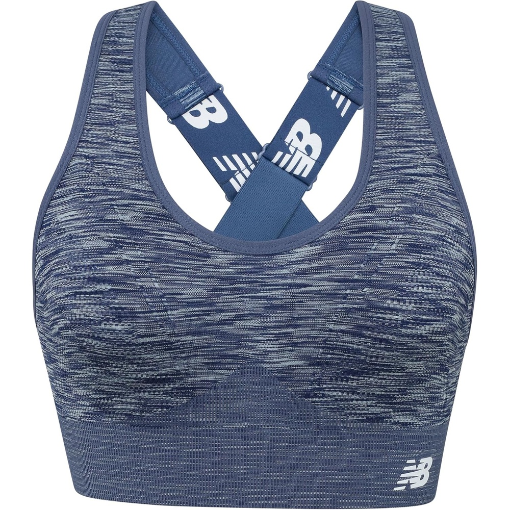 image:imageNew Balance Womens Seamless High Impact Sports Bra with Adjustable Wide Straps and Removal Pads Vintage Indigo XLarge