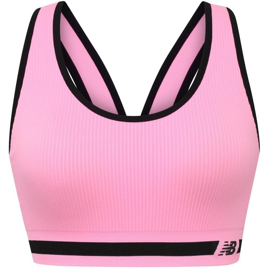 image:imageNew Balance Womens Seamless Racerback Sports Bra with Allover Texture and Engineered Breathability Peony Glow XXLarge