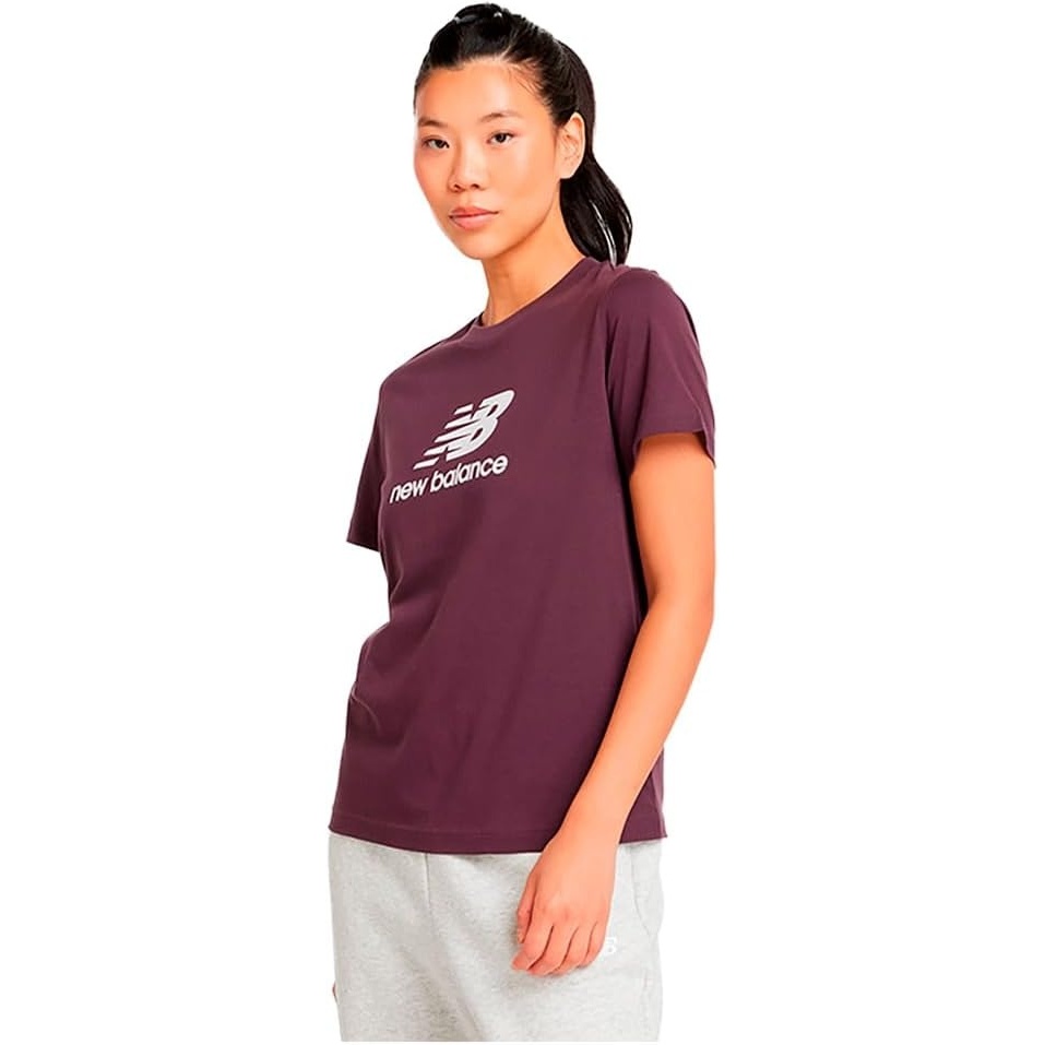 image:imageNew Balance Womens Sport Essentials Jersey Logo TShirtPlum Brown