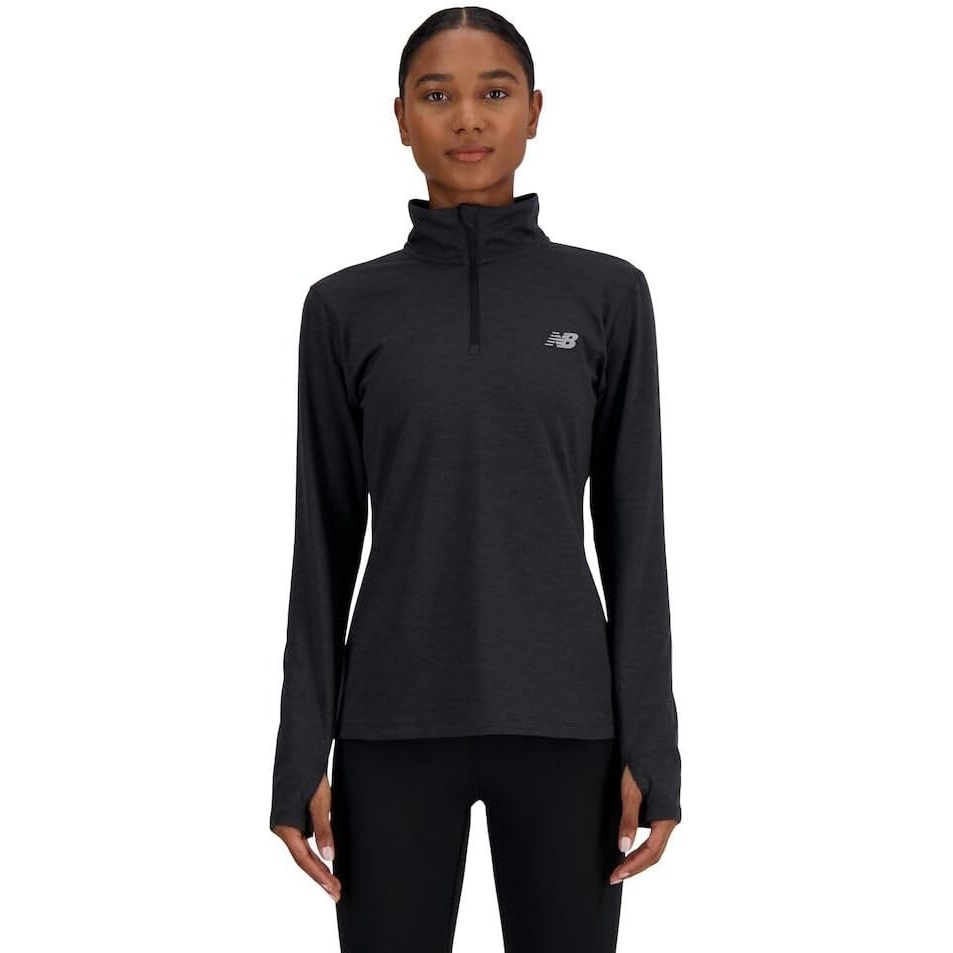 image:imageNew Balance Womens Sport Essentials Space Dye Quarter ZipBlack Heather