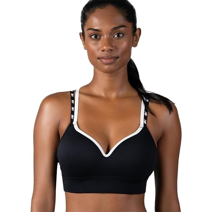image:imageNew Balance Womens Sports Bra with Molded Cups High Impact Athletic Workout Set Crisscross Strap Seamless Bra for WomenBlack
