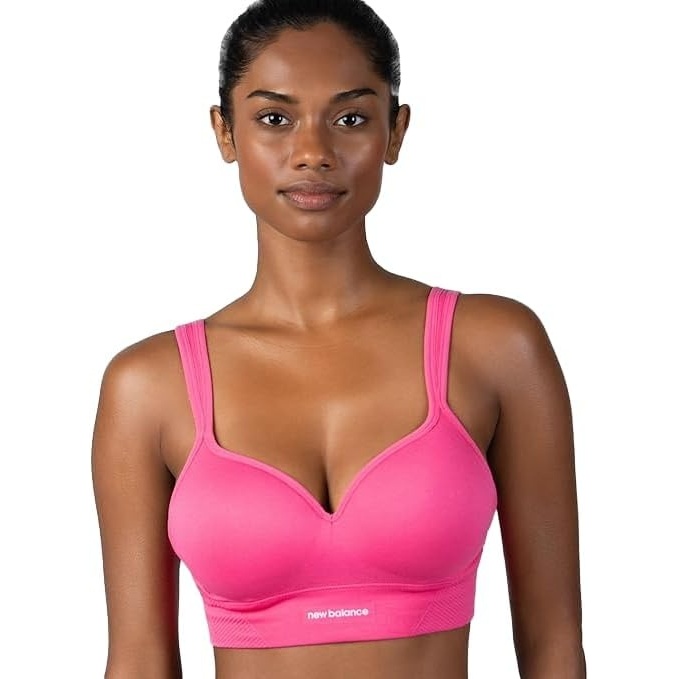 image:imageNew Balance Womens Sports Bra with Molded Cups High Impact Athletic Workout Set Crisscross Strap Seamless Bra for WomenPink