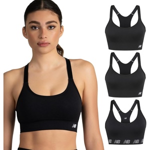 New Balance 3 Pack Seamless Sports Bras for Women, Cami Keyhole Breathability, Gym Sports Bra, Yoga Workout Set(Black/Black/Black)