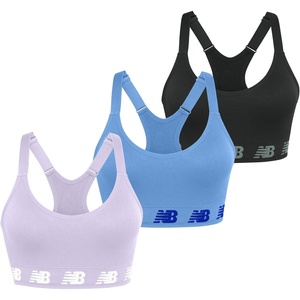 New Balance 3 Pack Seamless Sports Bras for Women, Cami Keyhole Breathability, Gym Sports Bra, Yoga Workout Set(Black/Blue/Purple)